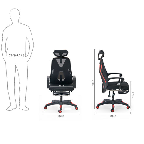 Lazer Pro Gaming Chair With Leg Support In Knitted Mesh Fabric