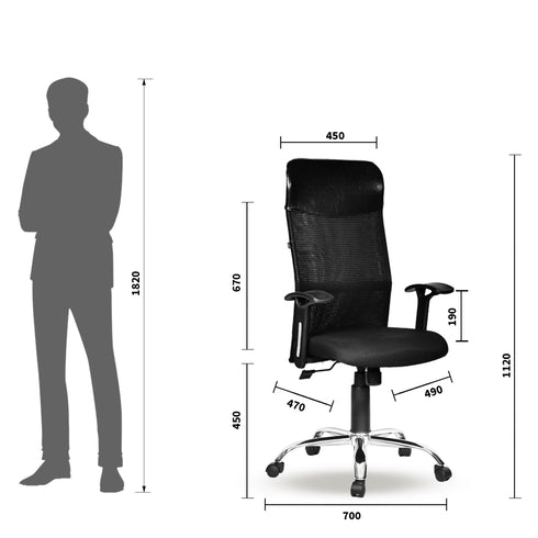 Rome High Back Chair in Chrome Base