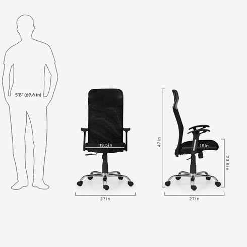 Rome High Back Chair in Chrome Base