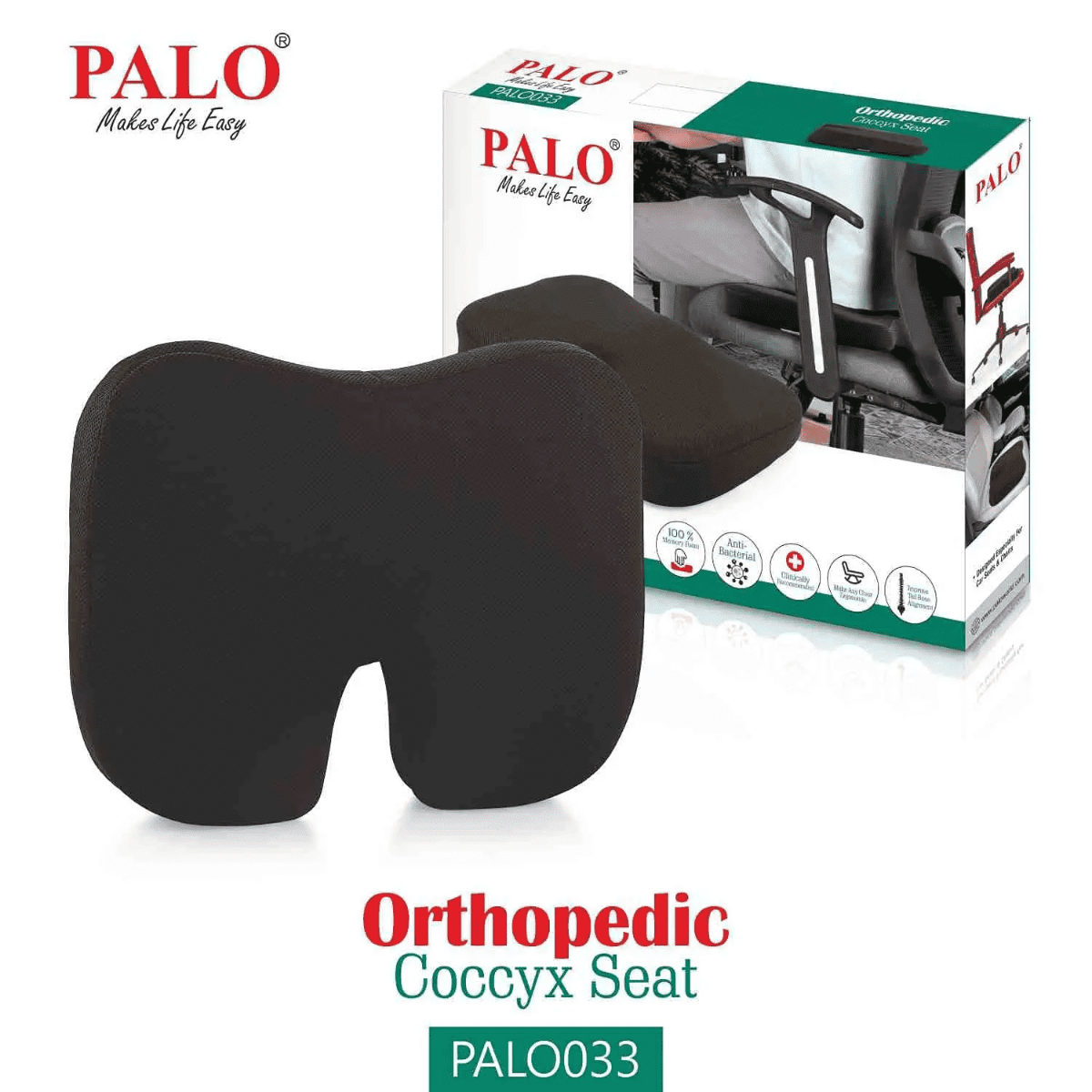 Premium Orthopaedic Memory Foam Coccyx Seat Cushion from Palo