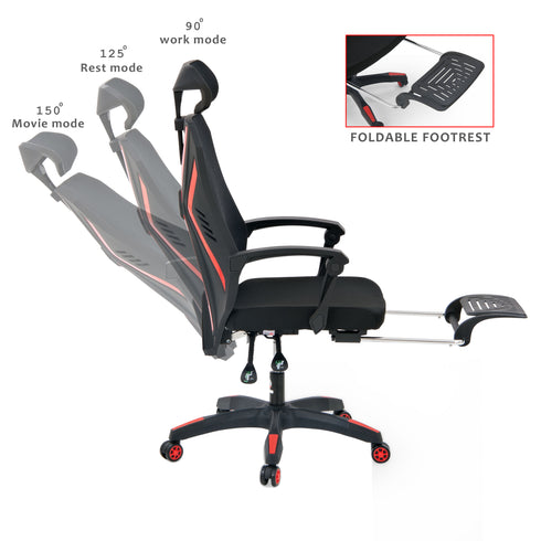 Lazer Pro Gaming Chair With Leg Support In Knitted Mesh Fabric